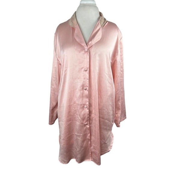 Victoria's Secret Vintage Pink Satin Pajama Set Top and Shorts M/L Gold Label - Picture 2 of 16